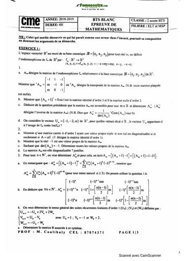 BTS 2019 Mathématique et corrigé