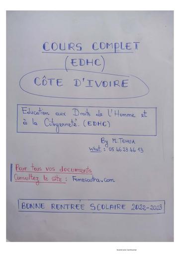 Document D'EDHC cours complet+exo format APC by Tehua