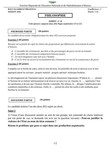 BAC BLANC 2026 DRENA ABOISSO SUJET PHILO SERIE C et D (SUJET) by TEHUA