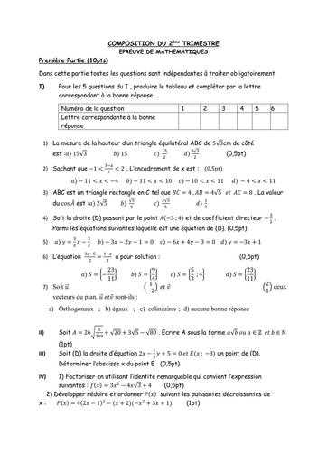 SUJET MATHS 3ième TRIMESTRE 2 by TEHUA