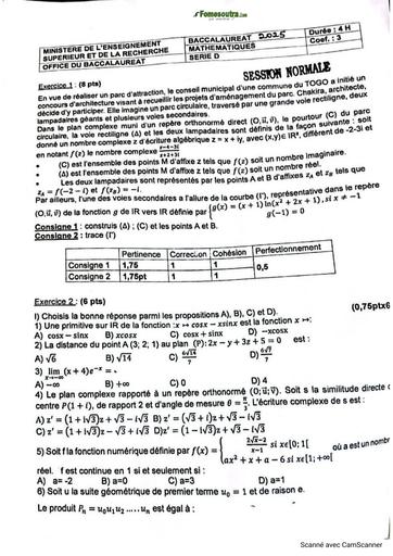 SUJET BAC 2025 MATHS D TOGO BY TEHUA