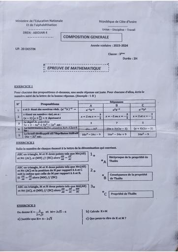 Partielle de décembre 2023 Maths 3ieme Up20 C Destin by Tehua