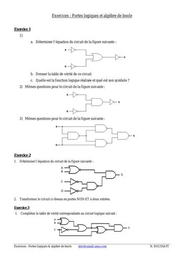 Exercices Portes et algebre