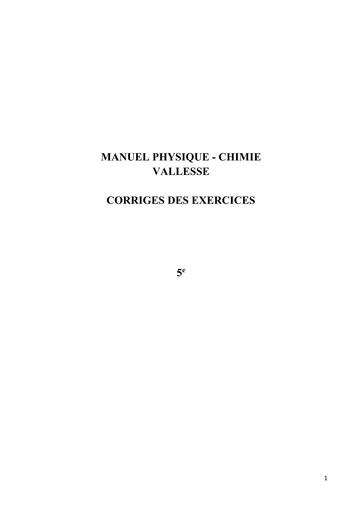 Corrigé Manuel Vallesse La réussite Physique Chimie 5ième By Tehua