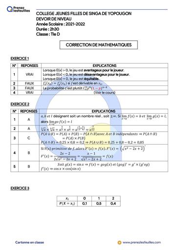 CORRIGÉ MATHS 2