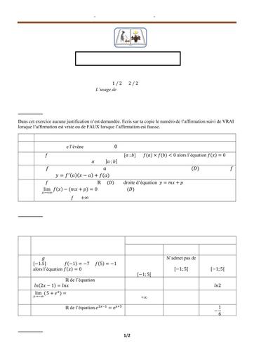 BAC BLANC REGIONAL KORHOGO 2025 MATHS SERIE A2 sujet BY TEHUA