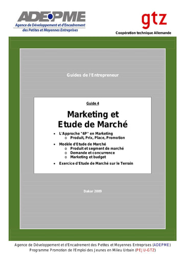 Marketing et Etude de Marché (Guide de l'Entrepreneur)