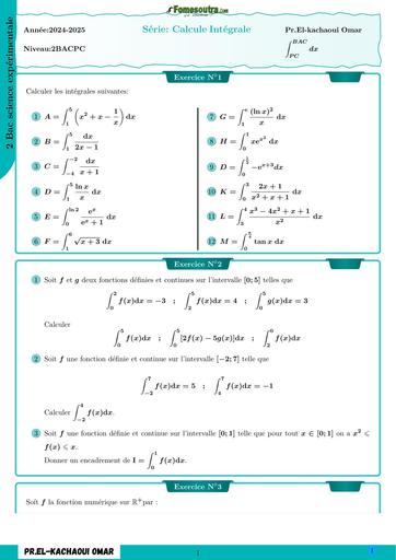 Séried'exo sur Calcule Intégrale Tle S by TEHUA