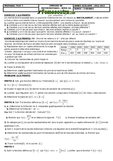 Devoir 8 de maths niveau Terminale G2