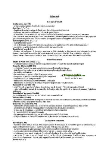 Résumé de cours de philo portant sur les auteurs