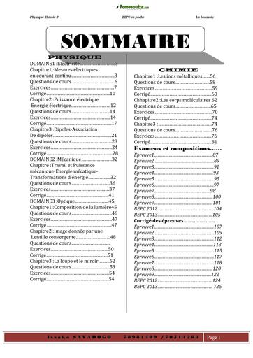 FASCICULE DE PC 3ième LE BEPC EN POCHE Boussole BY TEHUA