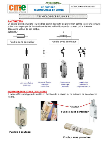 Cours sur le fusible