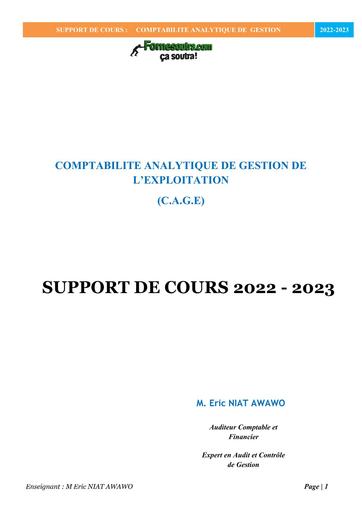 SUP COURS COMPTABILITE ANALYTIQUE BY TEHUA