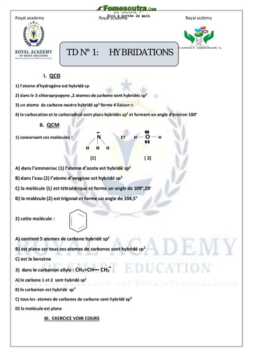 TD Hybridations - Tronc Commun - Université Nangui Abrogoua