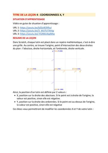 COORDONNEES X, Y 4e L4