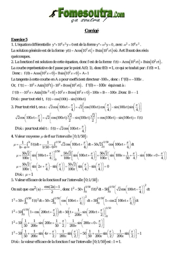 Corrigé TP 14 équations différentielles maths niveau Terminale D