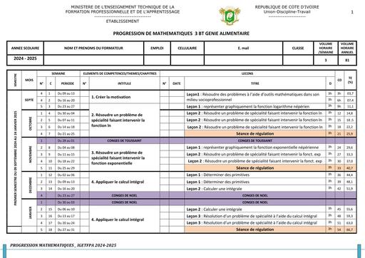 GENIE ALIMENTAIRE 3e Année  BT
