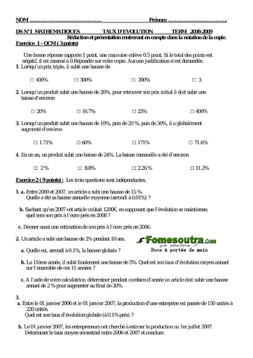 Devoir (14) de maths niveau Terminale G2