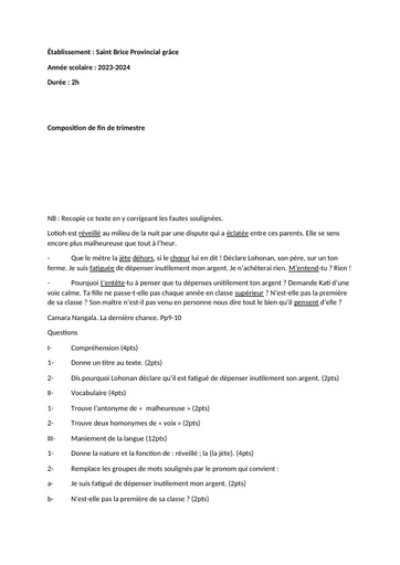 Sujet D'orthographe (DQ) provincial 2023 by Tehua