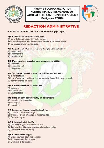 INFAS AS 1 ABOISSO 2026 PREPA COMPO SUR REDACTION ADMINITRATIVE  SUJET 3 by TEHUA