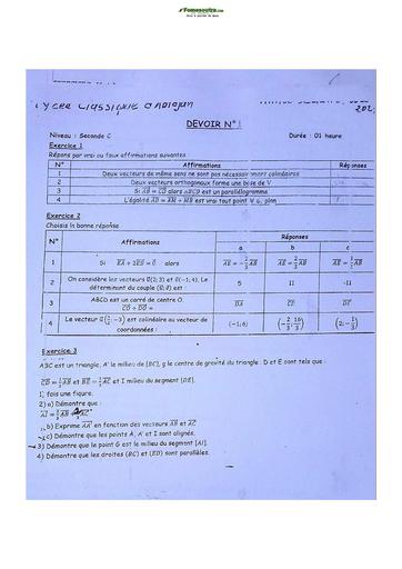 Sujet de Mathématiques Seconde C Lycée Classique Abidjan 2022-2023