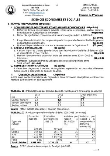 Economie Générale G GP1 2022