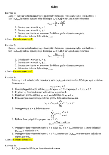 Sujets corrigés Suites réelles