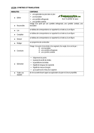 Symétries et translations - Guide pédagogique Maths 4ème