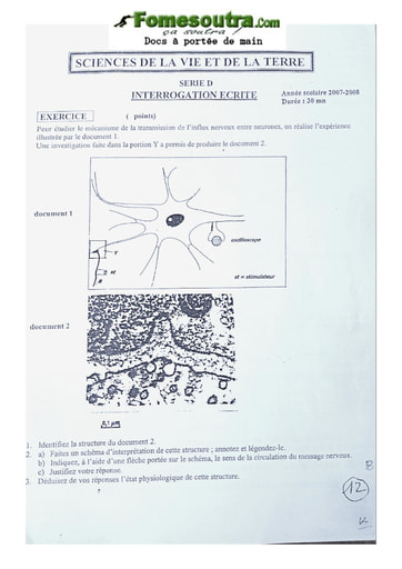 Devoir SVT Terminale D Lycée classique