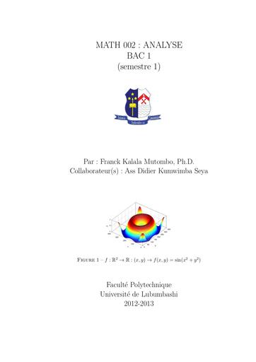 SUP Analyse Infinitesimale du Prof