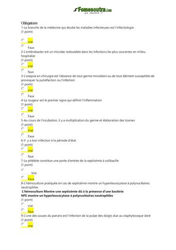 Sujet+Correction Pathologie Chirurgicale INFAS L1 by TEHUA