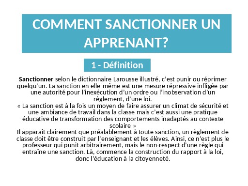 COMMENT SANCTIONNER UN APPRENANT by TEHUA