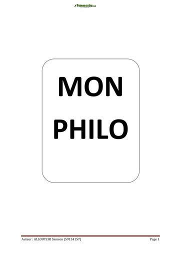 Mon Philo Arguments toutes les leçons Tle A BY TEHUA
