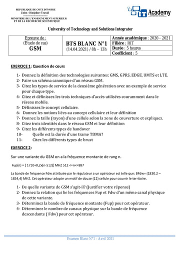 Sujet de reseau mobile gsm bts2 RIT IT ACADEMY