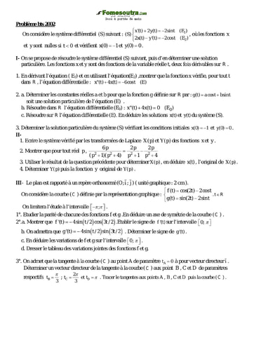 Problème corrigé (1) de Maths - BTS