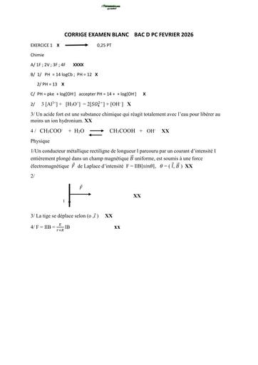 BAC BLANC 2026 DRENA BOUAFLE SUJET PC SERIE D (BAREME) by TEHUA
