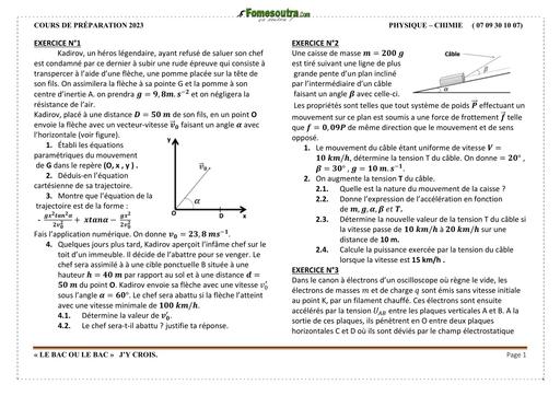 FICHE de PC PREPA BAC 2025 by Tehua