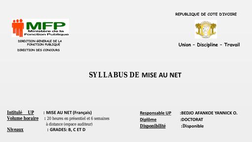 SYLLABUS MISE AU NET (FRANCAIS) 2022