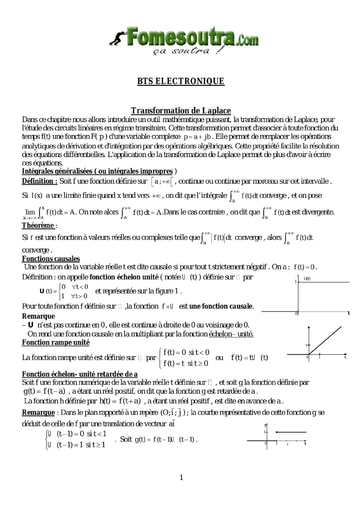 Transformation de Laplace - BTS Electronique