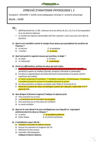 QCM ANATOMIE L1 by TEHUA