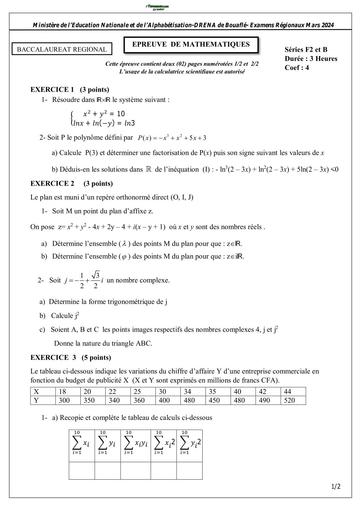 BAC BLANC MATHS Série F2 et B by TEHUA