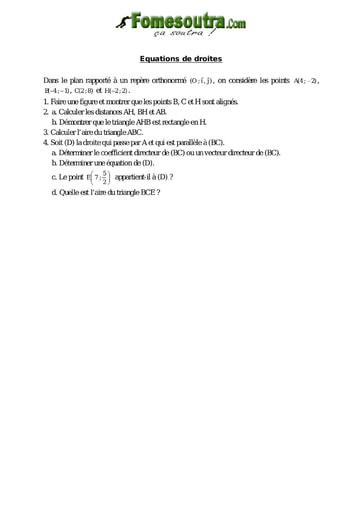 Equations de droites 2 - Maths niveau 2nd C