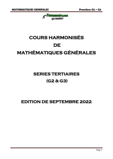 COURS Mathematiques Generales 1ière G2 G3 BY TEHUA