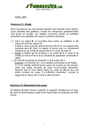 Sujet de Physique chimie ASECNA avril 1997