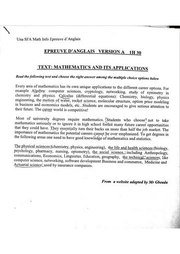 Anglais Licence 1 SFA NANGUI ABROGOUA