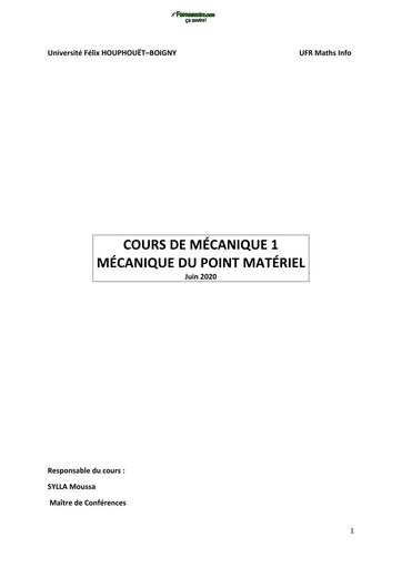 LICENCE PC CHAPITRE 4 MÉCANIQUE DU POINT BY TEHUA