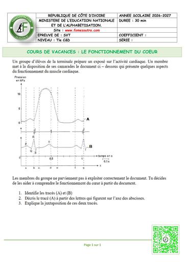 FICHE 4 SVT Tle C&D LE FONCTIONNEMENT DU COEUR  by TEHUA