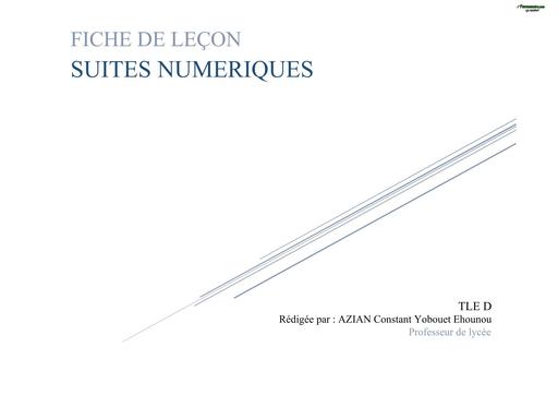 FICHE DE COURS 10 SUITES NUMERIQUES Tle D BY TEHUA