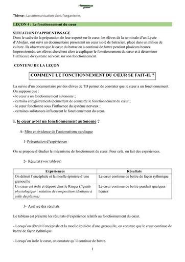 COMMENT  LE CŒUR FONCTIONNE T IL (TD 2023 2024 +schemas) Tle D by TEHUA