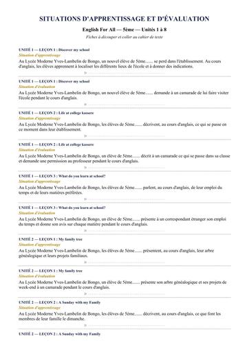Situations Decoupables EnglishForAll 5eme Unites1 8 BY TEHUA